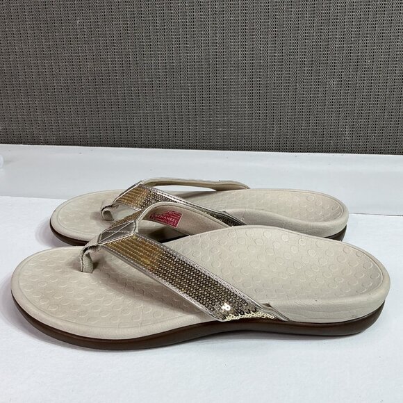 Vionic Women's Sequin Sandals Size 7 Beige/Gold - Picture 2 of 9